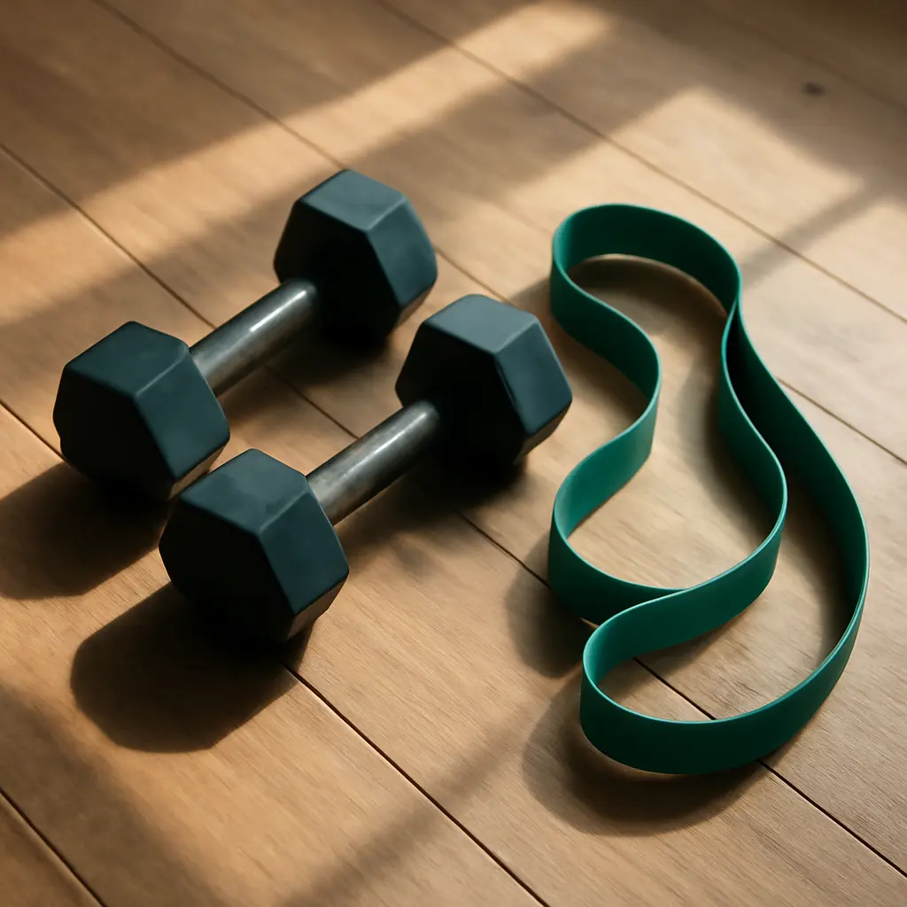Гантели и эспандер для домашних тренировок