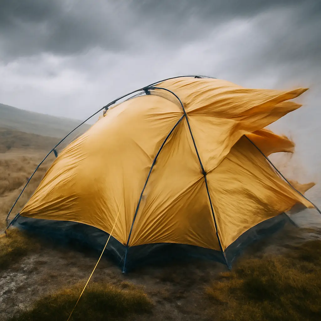 Установка палатки и проверка штормовой прочности на ветру